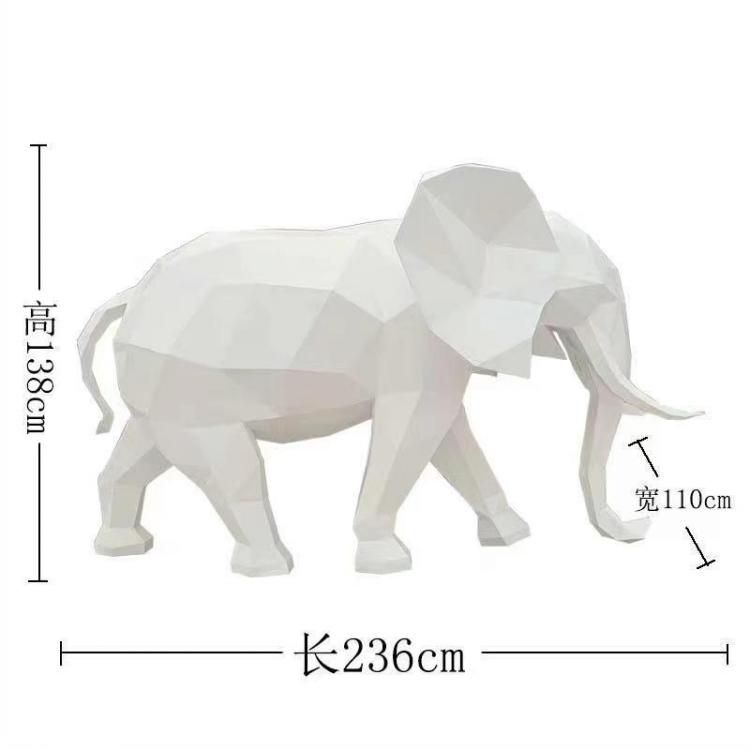 幾何切面大象 不銹鋼動物雕塑