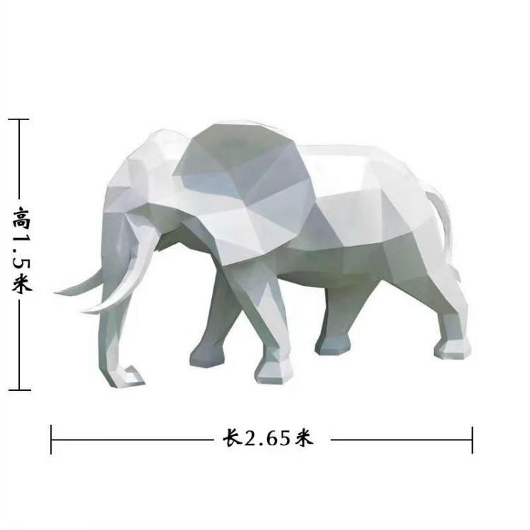 幾何切面大象 不銹鋼動物雕塑